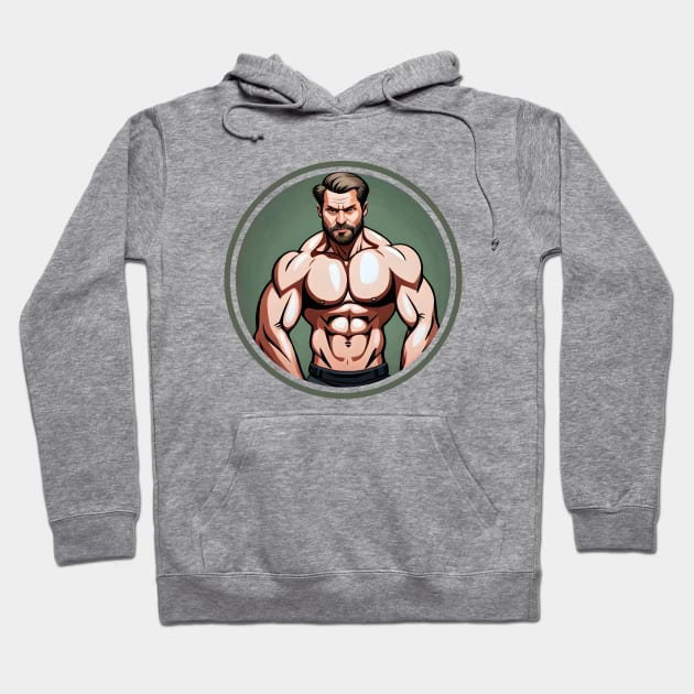 Muscular bearded dad Hoodie by muscle